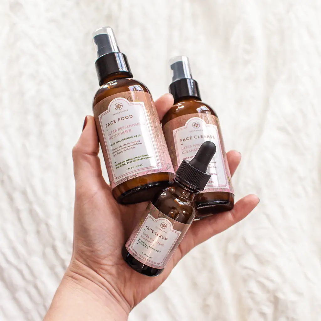 DERMAGLOVE's Face Food Combo. Ideal for winter skin protection.