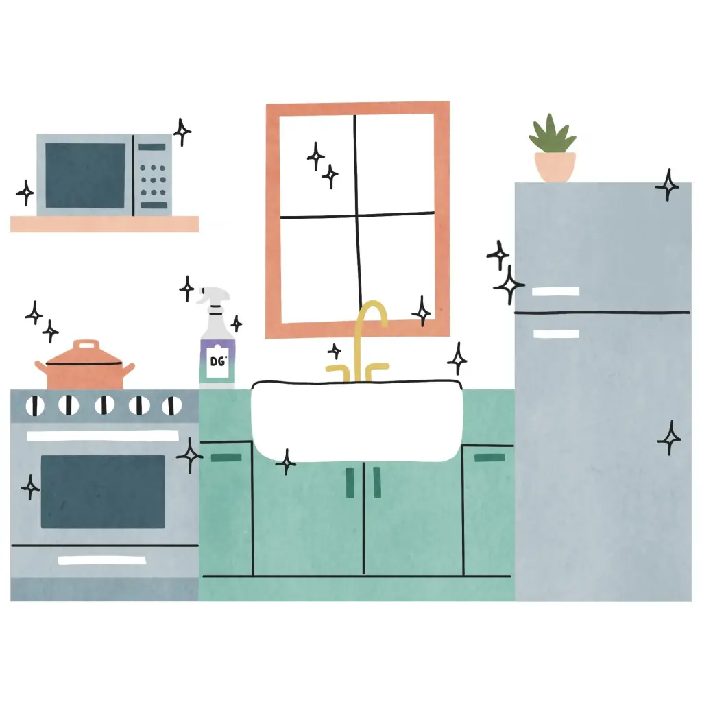 Retro kitchen with clean surfaces