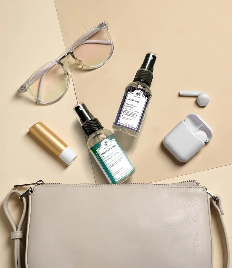 DERMAGLOVE spray bottles that you can use to disinfect high-touch surfaces.